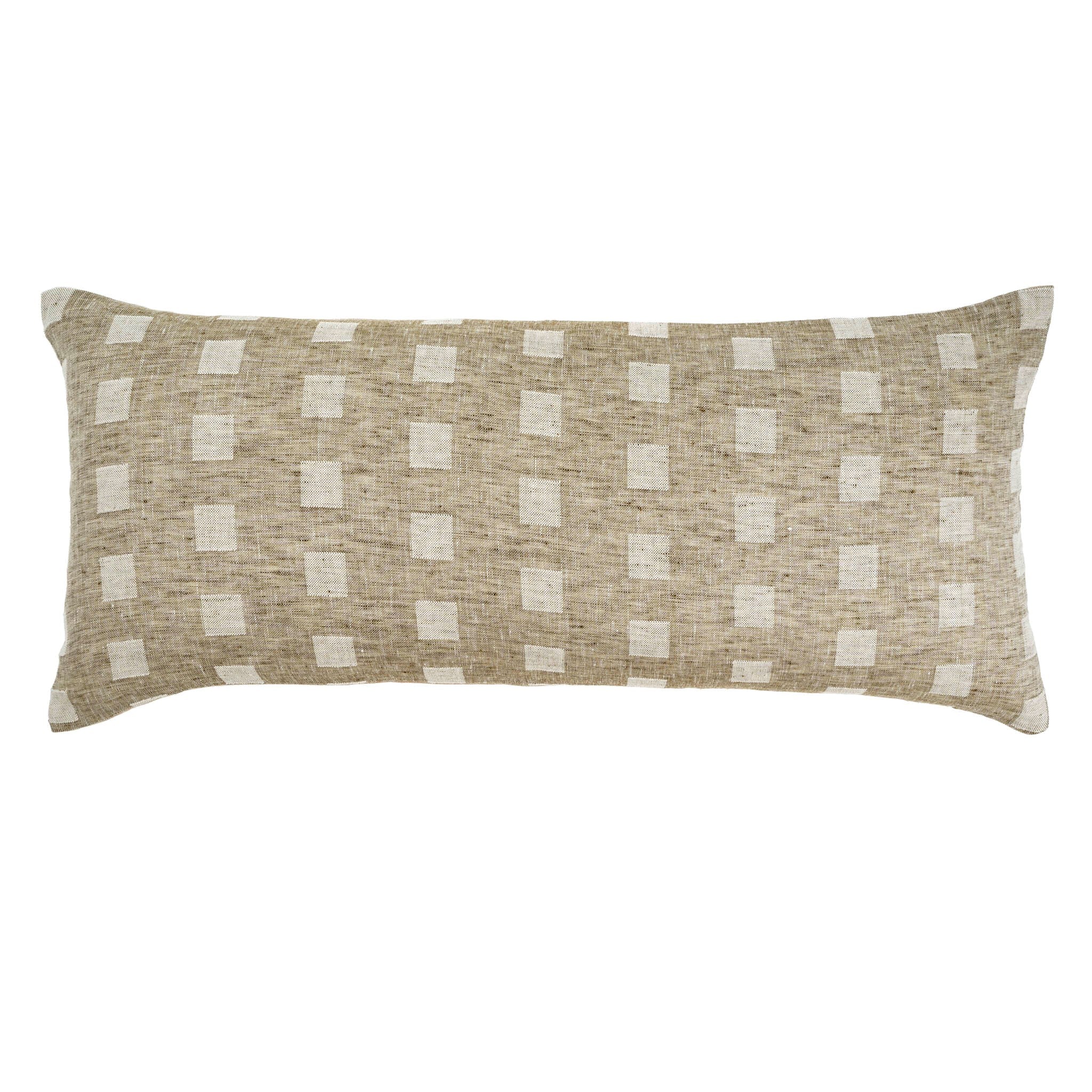 Check Linen Pillow , 14"x31"