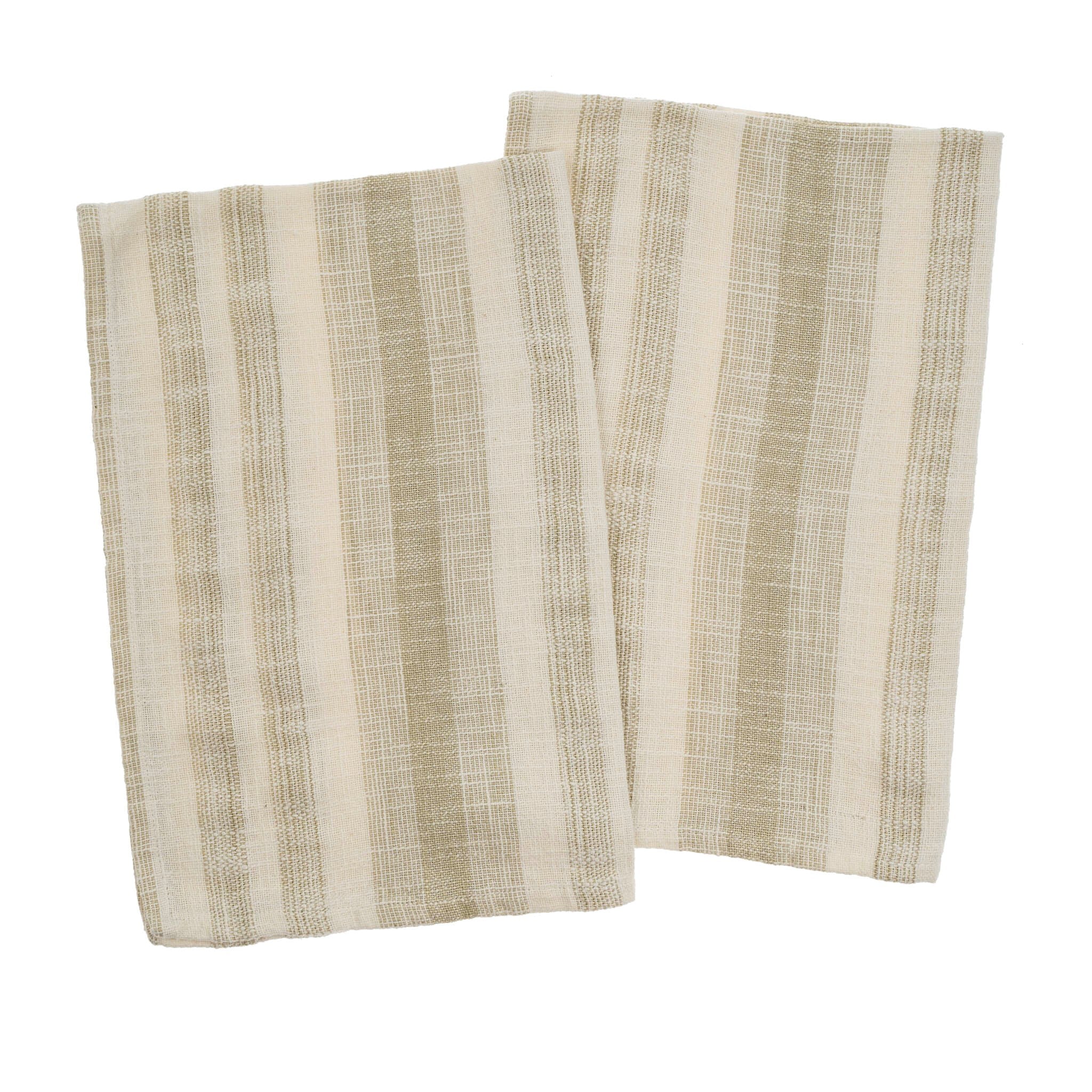 Cara Stripe Tea Towels, Tan (Set of 2)
