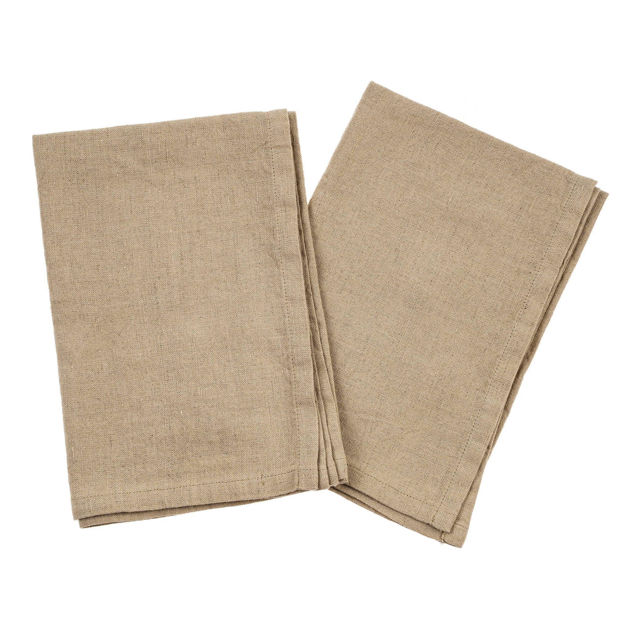 Tan Stonewashed Linen Tea Towels ( Set of 2)
