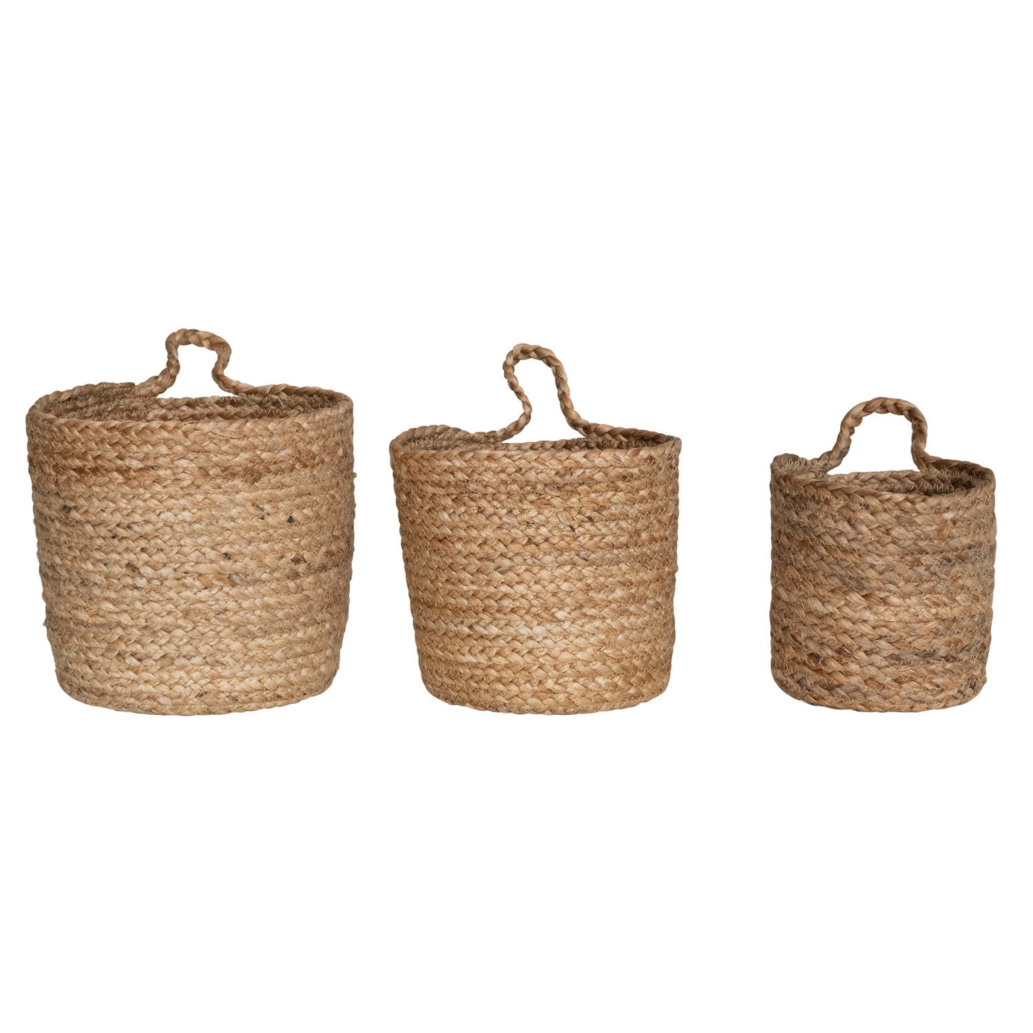 Braided Jute Nesting Baskets w/ Handle, Set of 3
